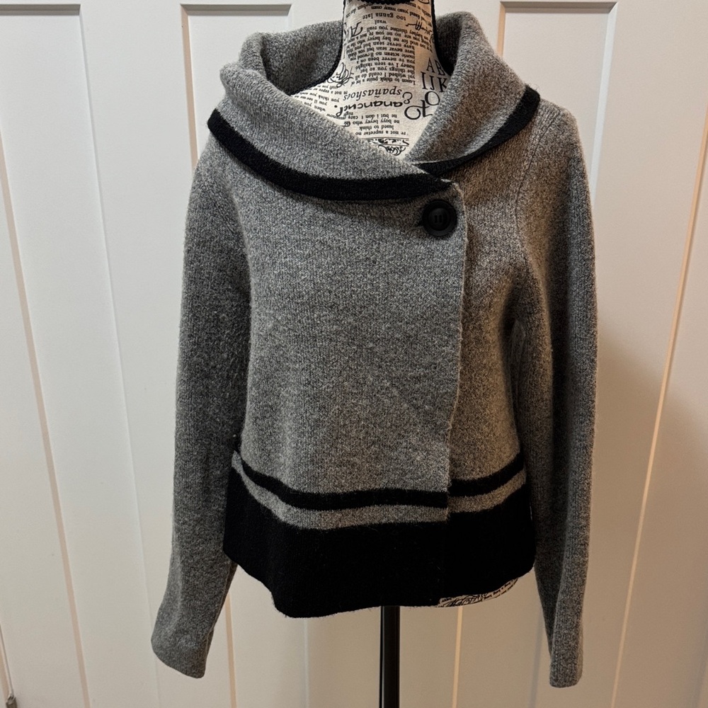 Max Studio Gray and Black Cowl Neck Sweater